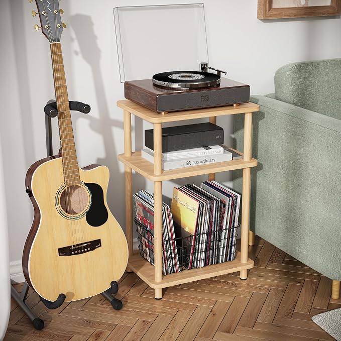 Apicizon 3 Tier End Table, Record Player Stand - Image 3