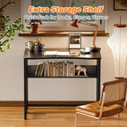Huuger Folding Desk with Storage Shelf, 31.5 Inch Foldable Computer Table - Image 6