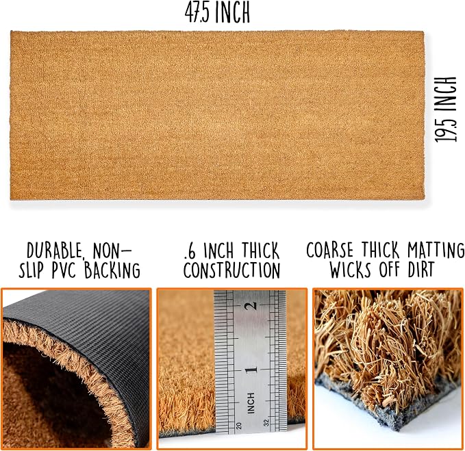 Blank Welcome Mat 47.5x19.5 Inch, Coir Door Mat - Image 2