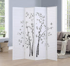 Roundhill Bamboo Print 4-Panel Framed Room Screen/Divider by RoundhillFurniture