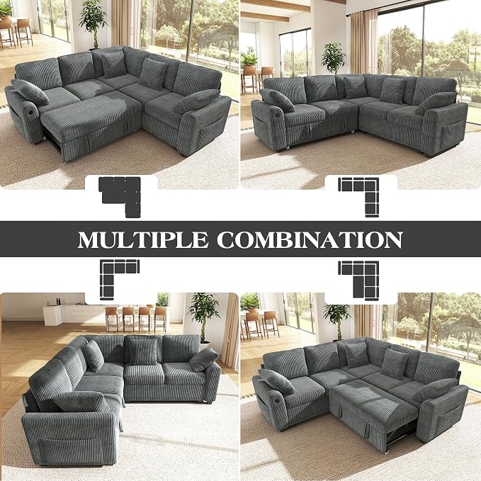 Ihanherry 83-inch 5-Seater Large Sectional Sofa Bed - Image 8