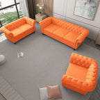 ORRD 3 Piece Living Room Set, Velvet Chesterfield Sofa Loveseat Couch Chair - Image 8