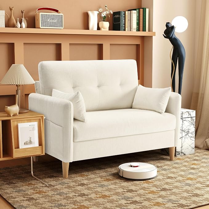 Urhanherry 47" Small Sofa Couch, Soft Chenille loveseat Mini Couch by Urhanherry