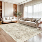 Soalmost 9x12 Area Rugs for Living Room Washable Rug Abstract Beige/Gray | - Image 2