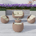 TWT Outdoor Patio Furniture Set-5 Pieces Aluminum Sectional Sofa, Metal Patio by TWT