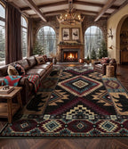 Rustic Cabin Area Rug 10x14, Lodge Wildlife Bear Washable Large Area Rug by YIHOUSE