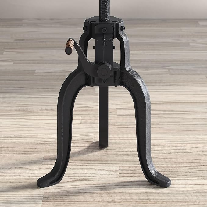 Jofran Global Archive Industrial Iron Crank Accent Table, Natural and Black - Image 4
