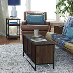Household Essentials Jamestown Square Cubby TV Stand in Walnut Wood Grain - Image 8