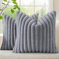 decorUhome Fall Faux Fur Throw Pillow Covers 26x26 Set of 2 Grey | Decorative by decorUhome