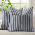 decorUhome Fall Faux Fur Throw Pillow Covers 18x18 Set of 2 Grey | Decorative by decorUhome