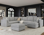Oversized Modular Sectional Sofa, Solid Wood Frame, Removable Washable Cover by Kalafini