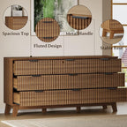 BORNOON 63" Long Dresser for Bedroom, 9-Drawer Fluted Dresser, Extra-Wide Wood - Image 4