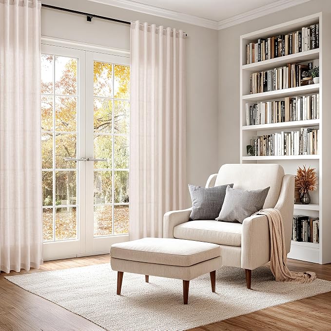 Natural White Linen Curtains 108 Inches Long - Image 6