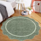 GarveeHome Scalloped Washable Non-Slip Round Rug 4 ft - Image 3