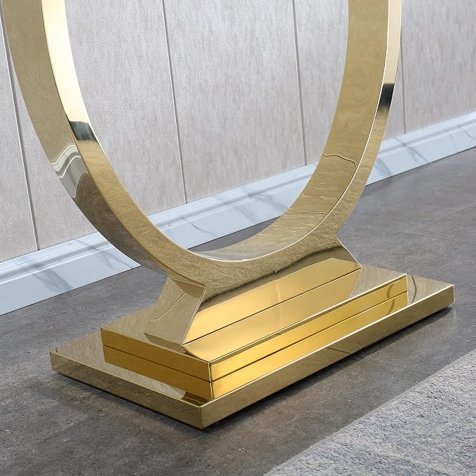 Henf 47" Marble Console Table Modern Black Faux Marble Entryway Table - Image 8