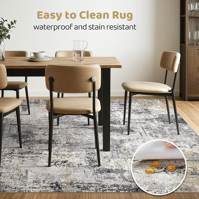 LOONGRUG 6x8 Area Rug Washable Neutral Modern Living Room Rugs Grey Beige | - Image 6