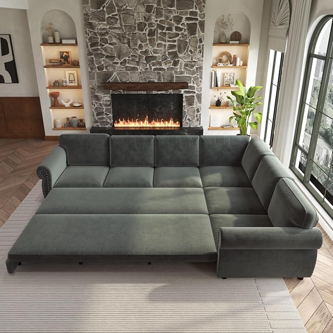 118" L-Shaped Sleeper Couch Bed - Image 9