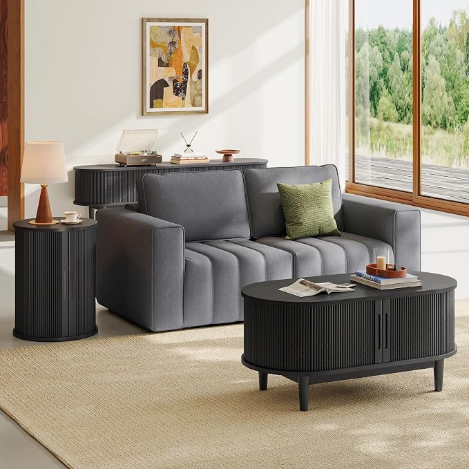 LINSY HOME Round Fluted End Table, Tall Side Table - Image 7