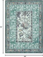 GarveeHome Teal 2x6 Washable Kitchen Runner Rugs Non Slip Provence Botanical - Image 2