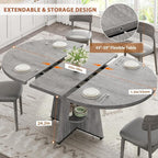 43''–59'' Extendable Dining Table, Round Kitchen Dining Room Dinner Table - Image 4