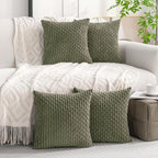 Set of 4 Olive Green Decorative Throw Pillow Covers 22x22 Inch Corduroy Pillow - Image 9
