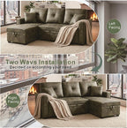 L Shaped Sectional Couch with Storage and Pull Out Bed, 3 Seater Sleeper Sofas - Image 7