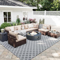 UPHA 9 Pieces Patio Furniture Sets, Wicker Outdoor Sectional Sofa Couch by UPHA