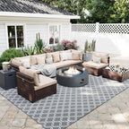 UPHA 9 Pieces Patio Furniture Sets, Wicker Outdoor Sectional Sofa Couch by UPHA