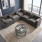 111.4" V-Shaped Corner Couch Sectional｜5 Seat Customizable Modular Cloud by MUDANT