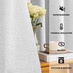 Yakamok White Linen Textured Curtains 63 Inches Long - Image 6