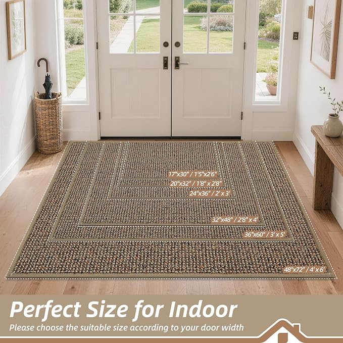 BEQHAUSE Dirt Trapper Door Mat 17" x 30", Non-Slip Doormats, Dirt Resist and - Image 2