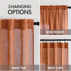 MIULEE Orange Fall Linen Curtains 52x90 Inch 2 Panels - Image 2