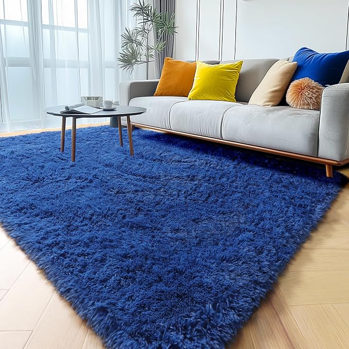 Navy Area Rugs for Bedroom Living Room, 4x6 Blue Fluffy Indoor Bedside Floor Rug - Image 8