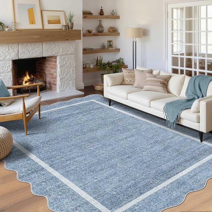 GarveeHome Scalloped Washable Rug 9x12 Area Rug by GarveeHome