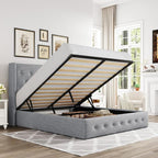 Allewie Queen Size Lift Up Storage Bed, Button Tufted Headboard by Allewie