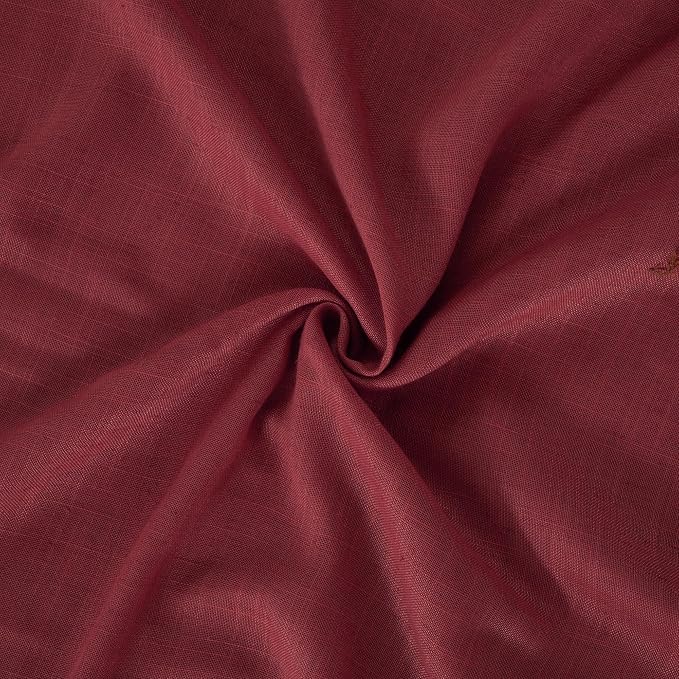 BGment Burgundy Linen Kitchen Curtains - Image 9