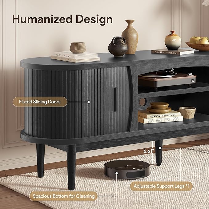 Decofy Mid Century TV Stand for TVs up to 70 Inches, Entertainment Center - Image 4