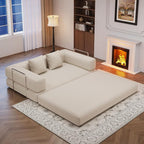 4-in-1 Foldable Sofa Bed Teddy Fabric Foam-Filled Compressed Couch, Beds Queen - Image 3
