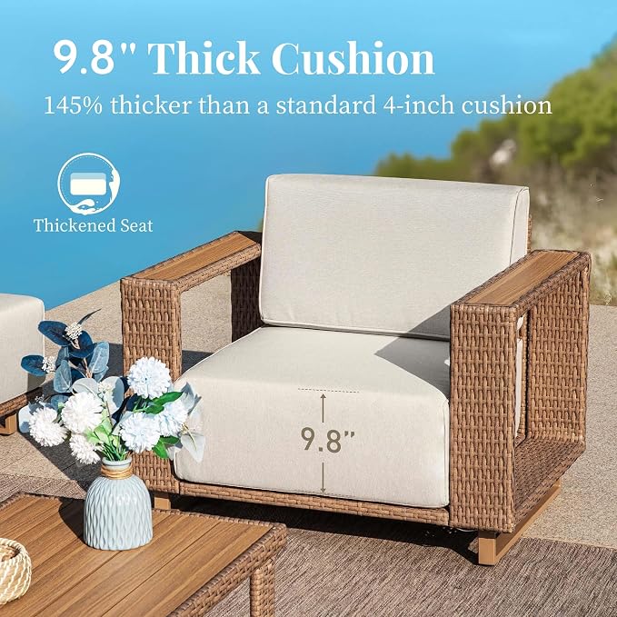 SUNSHINE VALLEY 4 Pieces Patio Furniture Set, Outdoor Rattan Wicker - Image 2