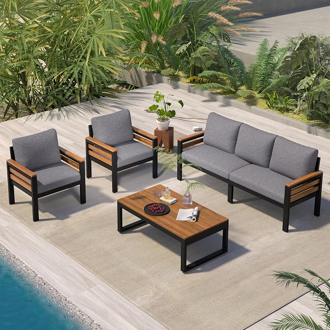 VilroCaz 4-Piece Outdoor Patio Furniture Sectional Sofa Set - Image 2