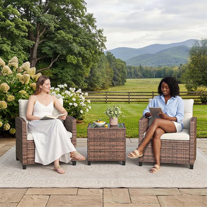 GarveeHome 3-Piece Outdoor Wicker Sofa Set, PE Rattan Patio Furniture - Image 7