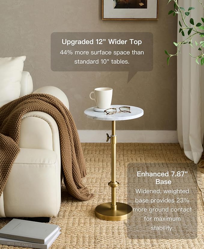 Adjustable-Height Marble Drink Table - Image 3