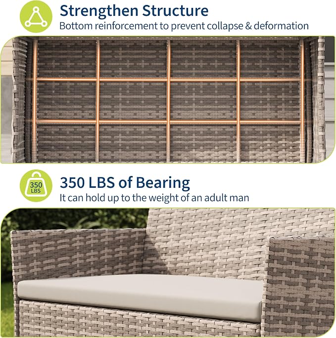 4-Piece Outdoor Furniture Set, PE Rattan Wicker Chairs - Image 4