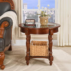 LEEMTORIG Oval Round Glass End Table, 2-Tier Solid Wood Glass Top End Side - Image 4