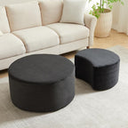 49.7'' Foam Round Nesting Coffee Table Set of 2, Modern Upholstered Side End - Image 3