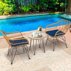 Tangkula 3 Pieces Patio Bistro Set, Rattan Conversation Set - Image 3
