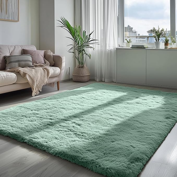 Sage Green Rugs for Living Room, 5x7 Ft Shaggy Rug Plush Carpet for Bedroom | - Image 9