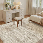 Soalmost 7x9 Area Rug for Living Room Washable Rugs Non-Slip Brown | Low-Pile - Image 4
