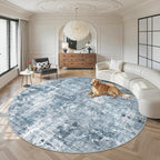 Soalmost Round Rugs 9ft Living Room Circle Area Rug 9x9 Blue/Grey Vintage | by Soalmost