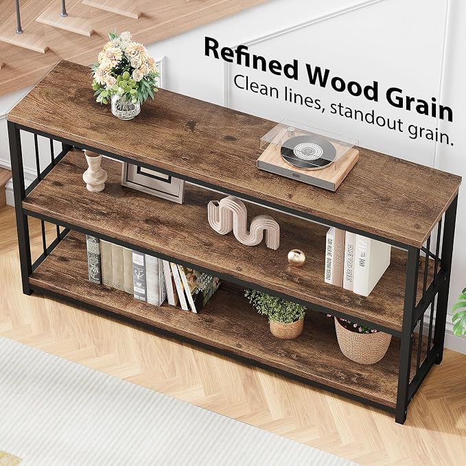 LVB Industrial Console Entryway Table, Metal Wood Rustic Sofa Table - Image 8